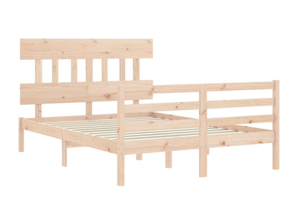 Brown Solid Wood Bed Frame, 140 x 190 cm