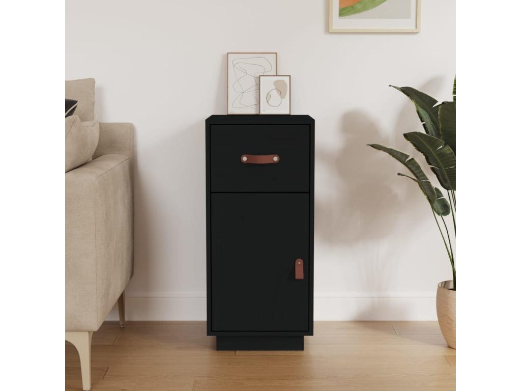 Black Solid Wood Sideboard, 34 x 40 x 75 cm