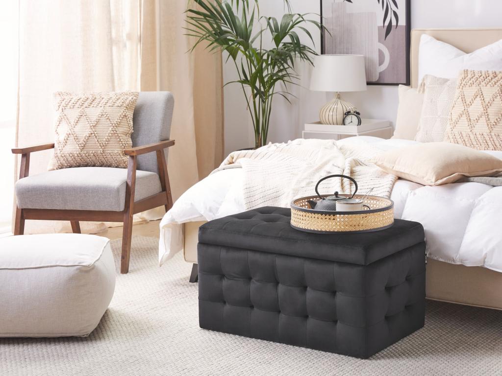 Black Velvet Ottoman
