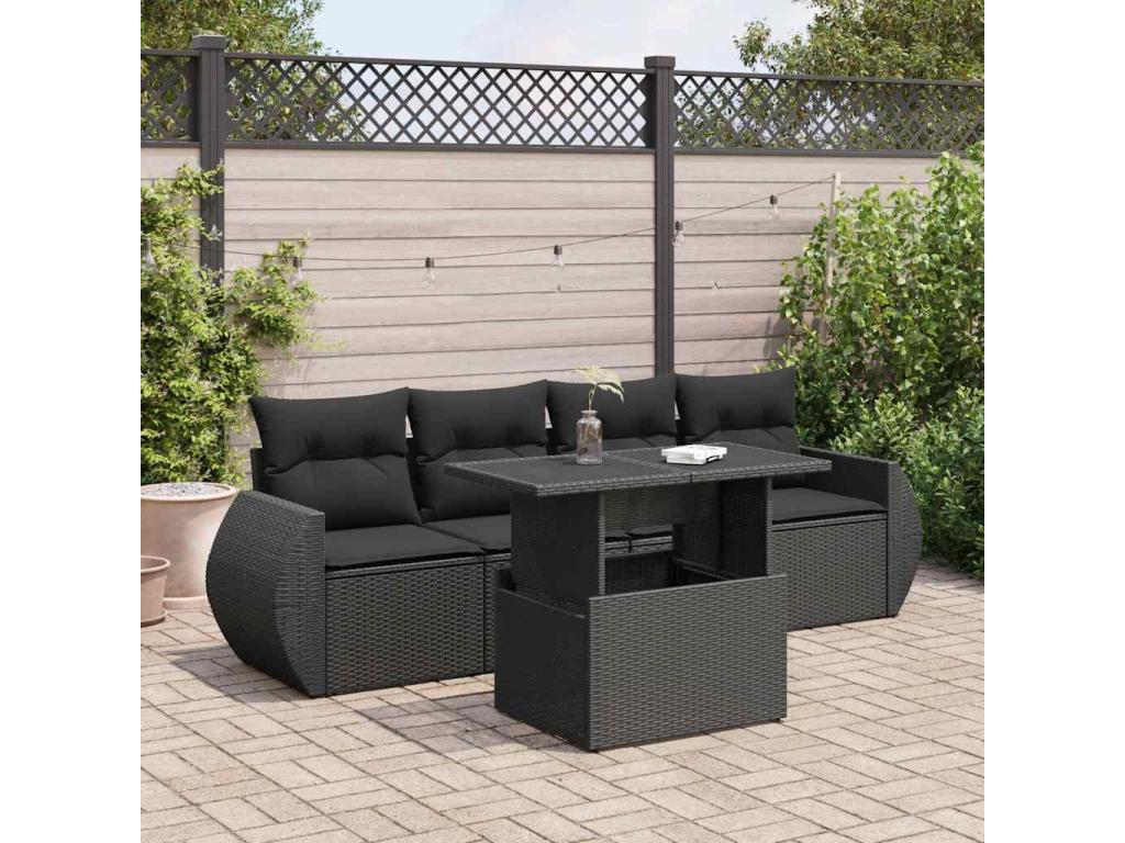 Black Woven Resin Wicker Outdoor Furniture Set - dlz1766580744515
