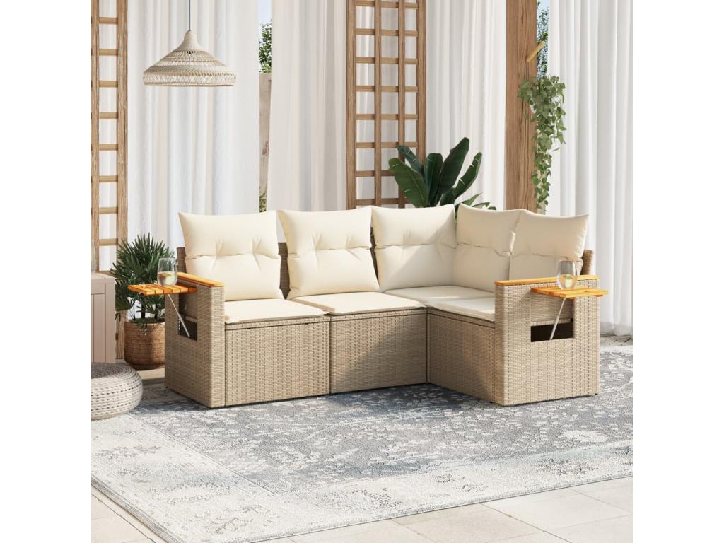 Beige Woven Resin Wicker Outdoor Furniture Set - dlz1766581088515