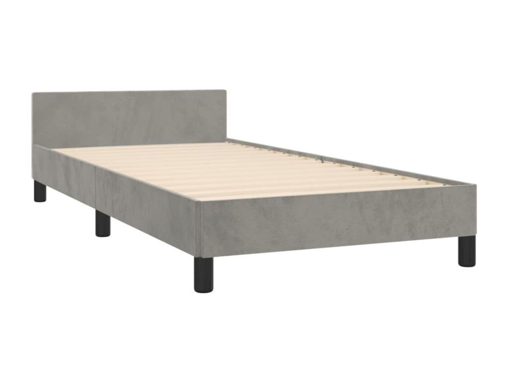 Gray Velvet Bed Frame, 80 x 200 cm