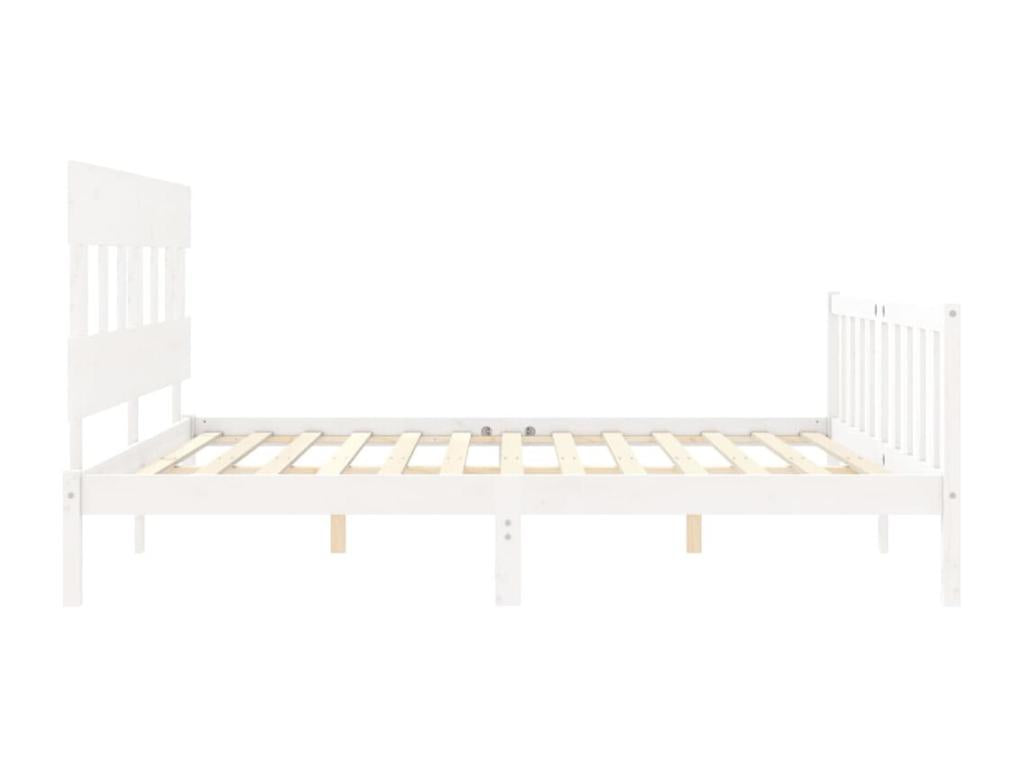 White Solid Wood Bed Frame, 200 x 200 cm