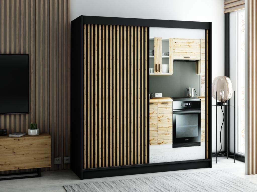 Black Wardrobe, 200 x 62 x 200 cm - dlz1766580829738