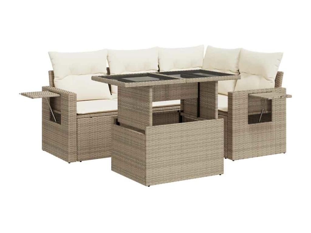 Beige Woven Resin Wicker Outdoor Furniture Set - dlz1766580708170