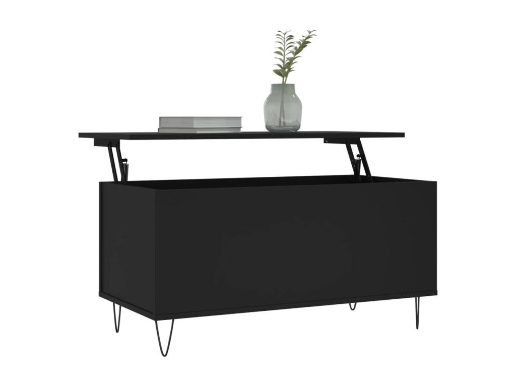 Black Engineered Wood Coffee Table, 90 x 44.5 x 45 cm