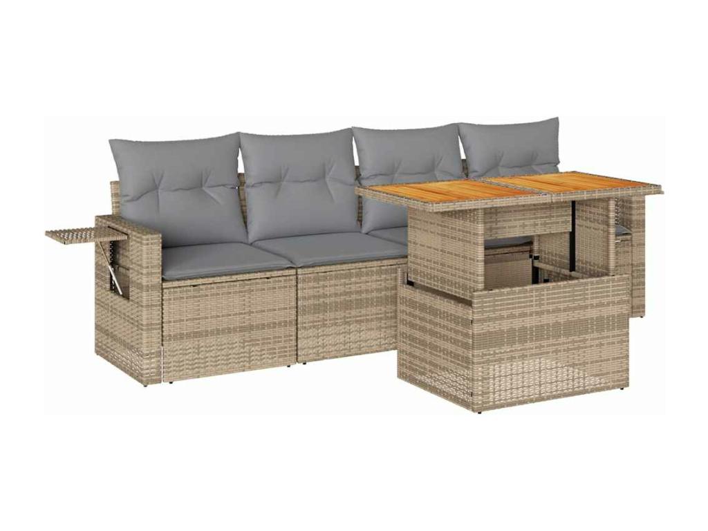Beige Woven Resin Wicker Outdoor Furniture Set - dlz1766580781886
