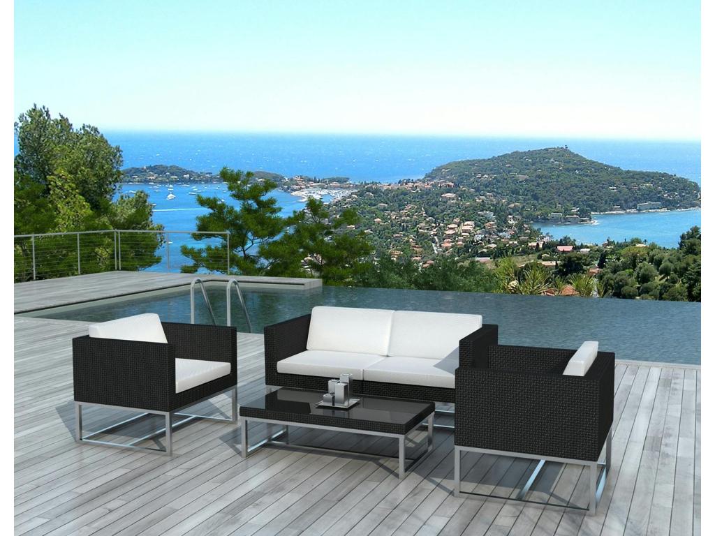 Black Woven Resin Wicker Sofa