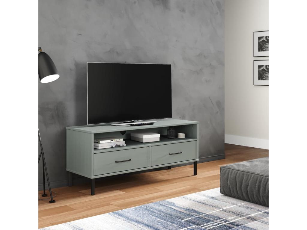 Gray Pine Wood TV Stand