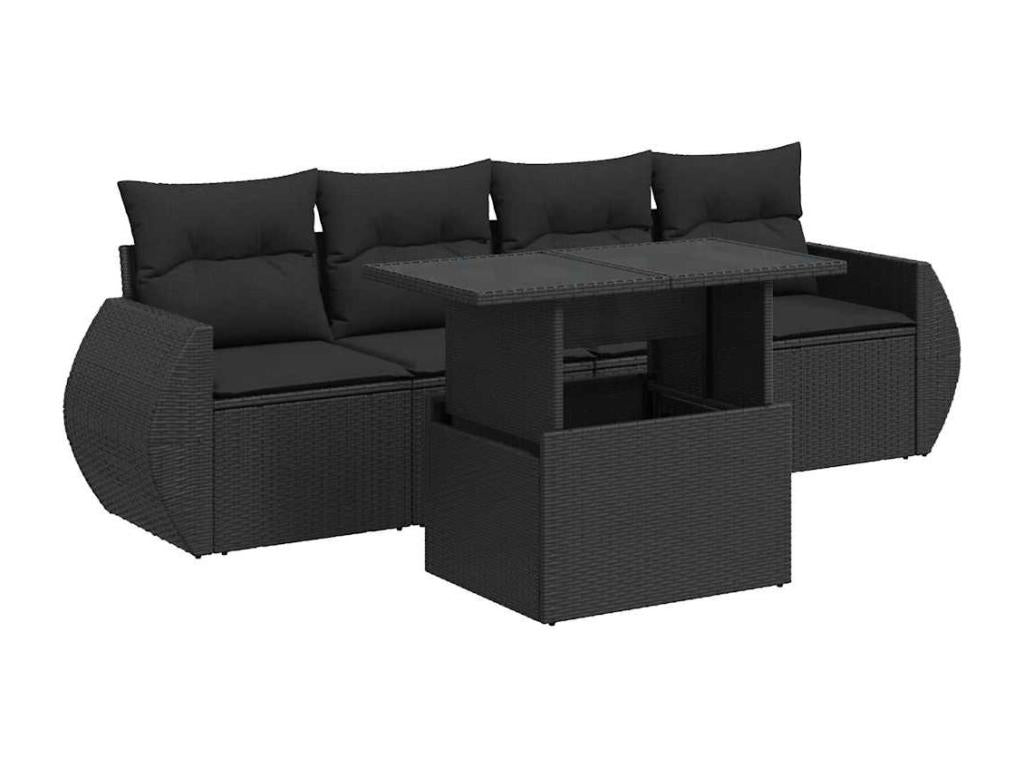 Black Woven Resin Wicker Outdoor Furniture Set - dlz1766580744515