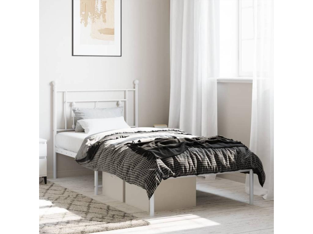 White Metal Bed Frame, 100 x 190 cm