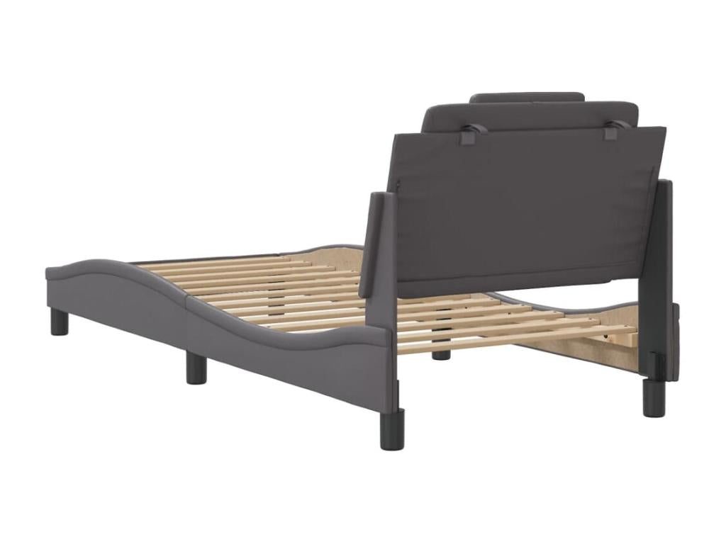 Gray Faux Leather Bed Frame, 90 x 200 cm
