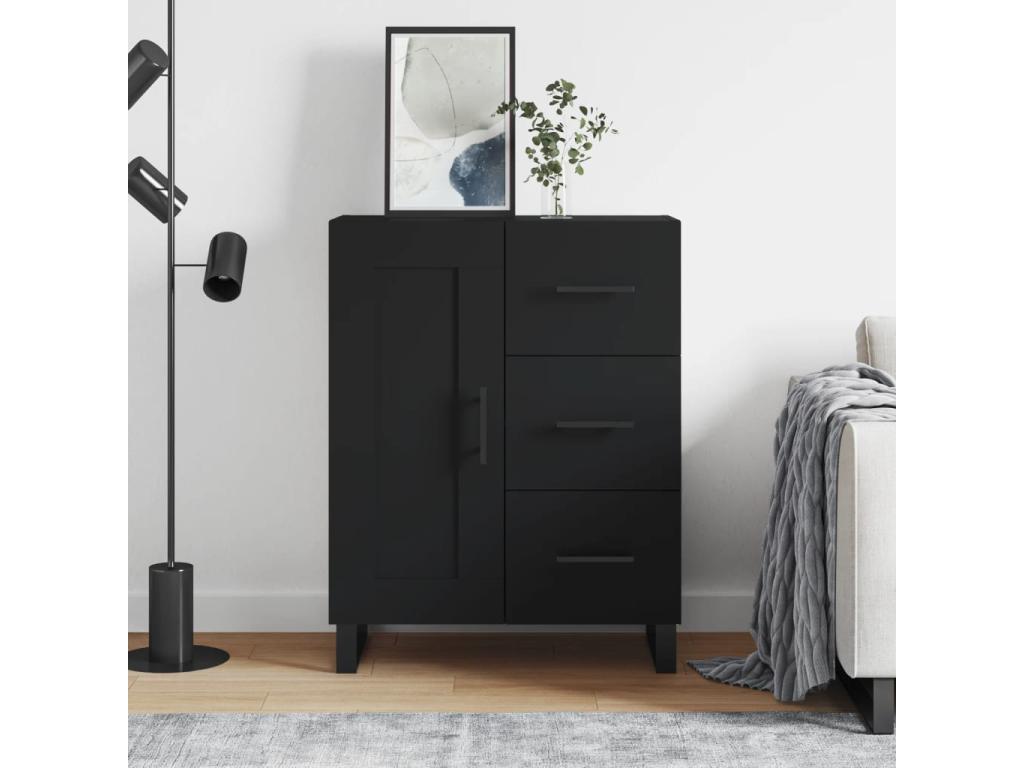 Black Engineered Wood Sideboard, 69.5 x 34 x 90 cm