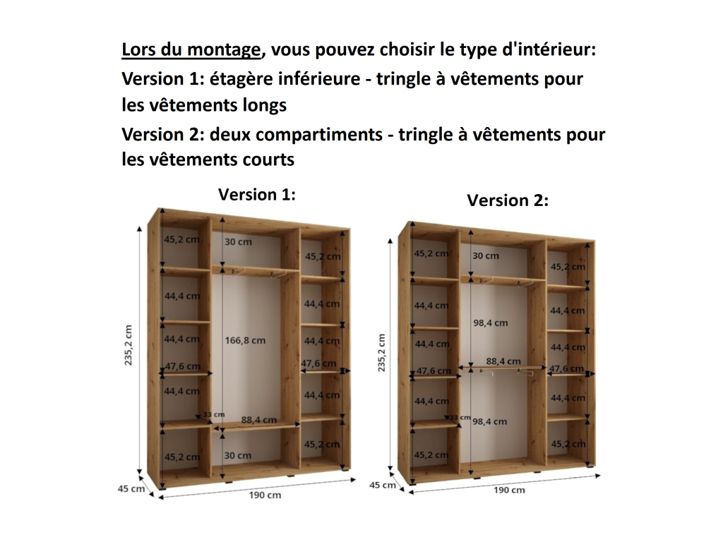 Black Wardrobe, 190 x 45 x 235.2 cm