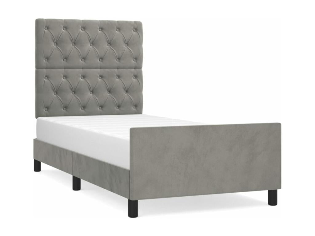 Gray Velvet Bed Frame, 80 x 200 cm