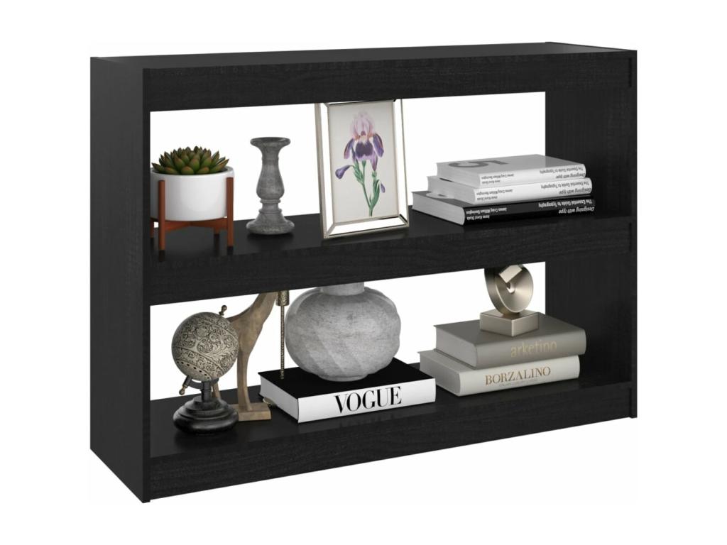 Black Pine Wood Bookcase, 100 x 30 x 71.5 cm