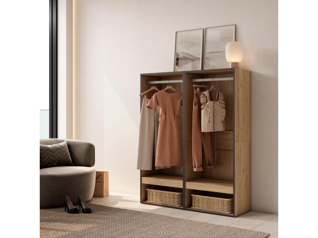 Natural Oak Wood Wardrobe, 120 x 35 x 145 cm