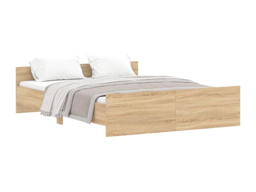Natural Oak Wood Bed Frame, 160 x 200 cm