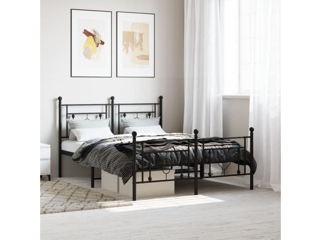 Black Metal Bed Frame, 140 x 200 cm