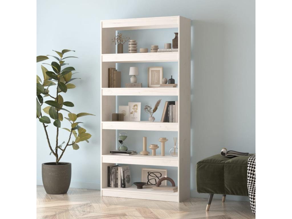 White Pine Wood Bookcase, 80 x 30 x 167.4 cm
