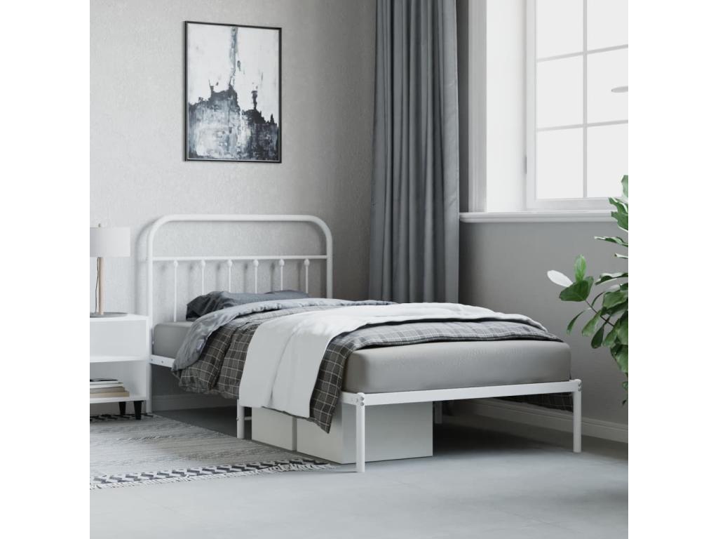 White Metal Bed Frame, 107 x 203 cm
