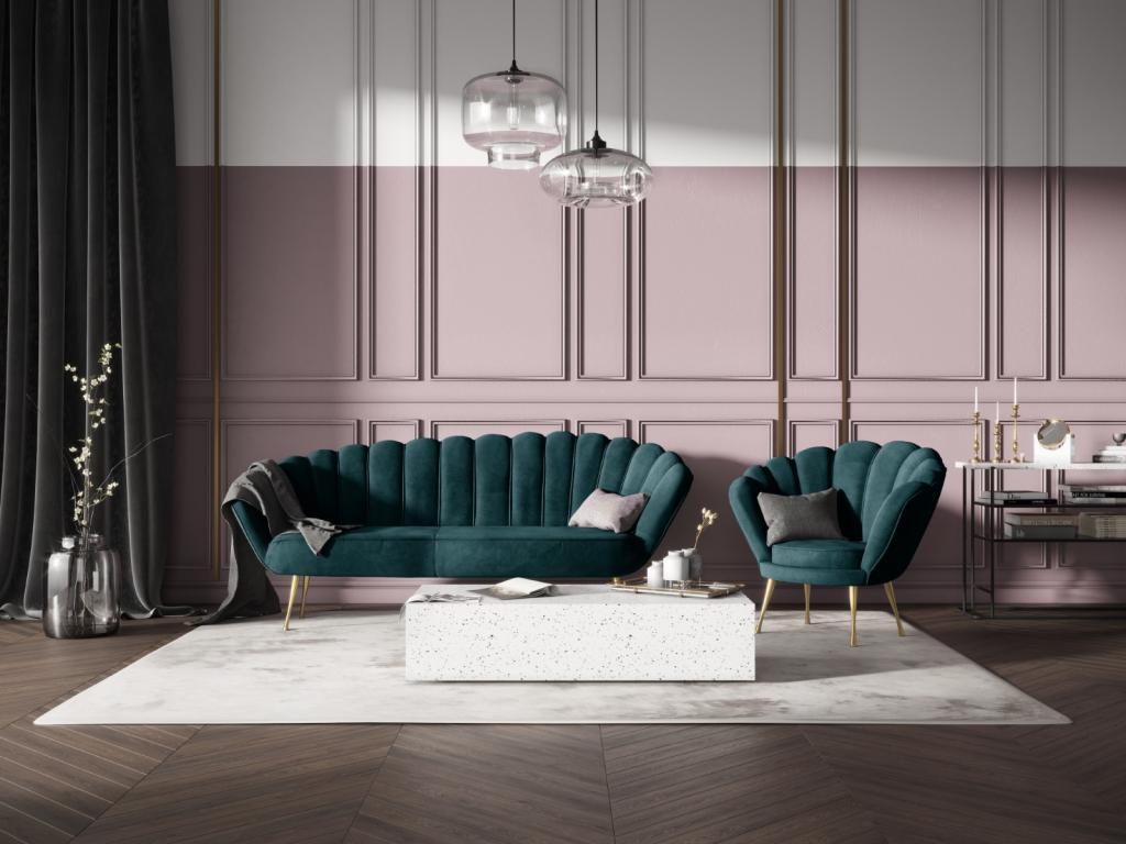 Green Velvet Accent Chair, 98 x 78 x 76 cm