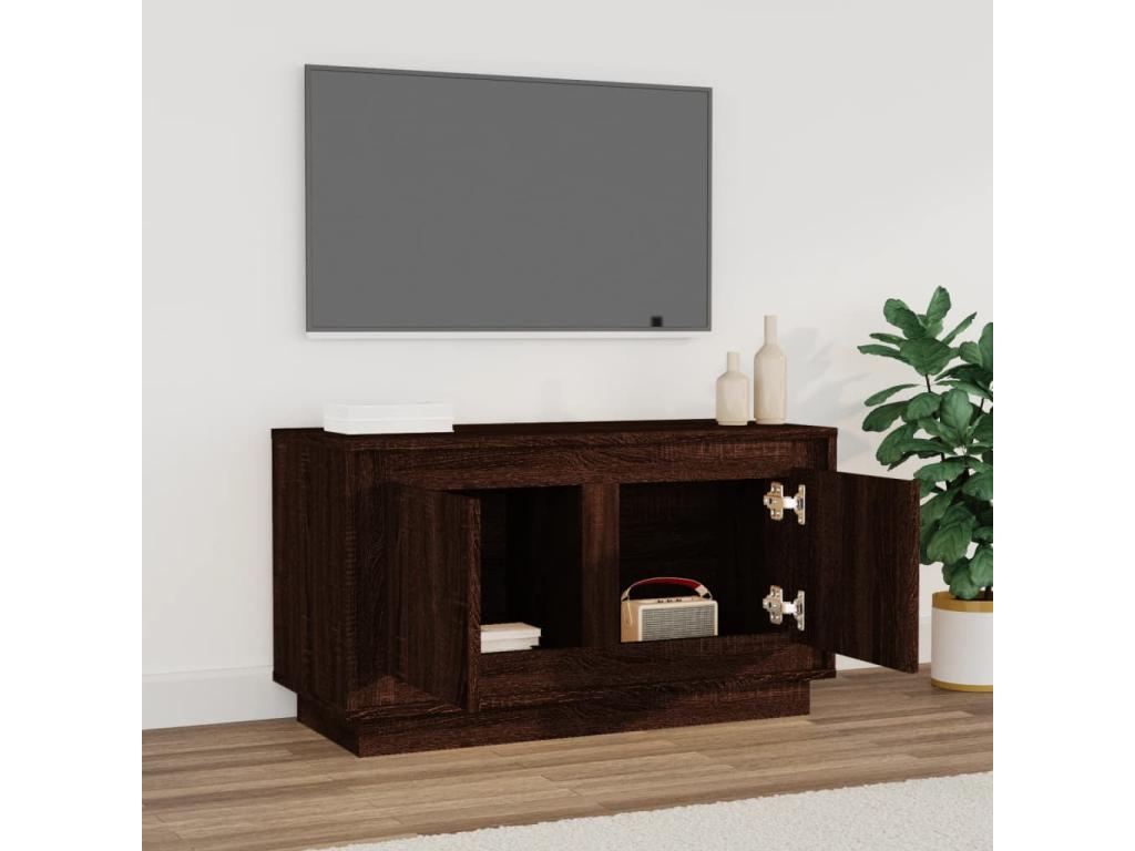 Brown Engineered Wood TV Stand, 80 x 35 x 45 cm