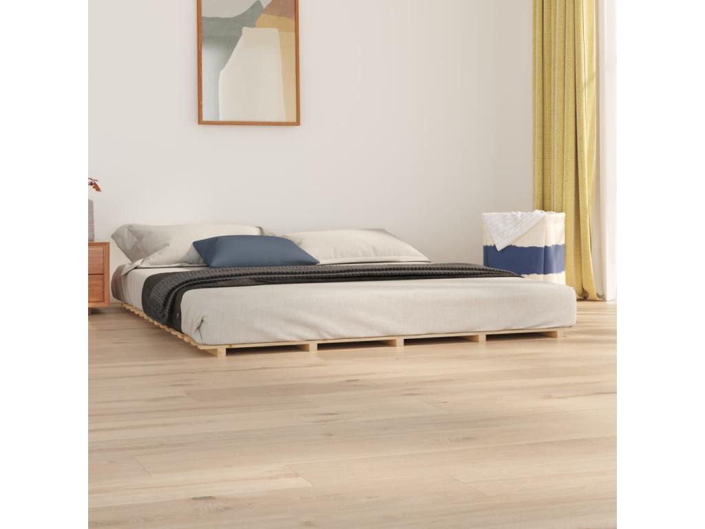 Brown Pine Wood Bed Frame, 180 x 200 cm