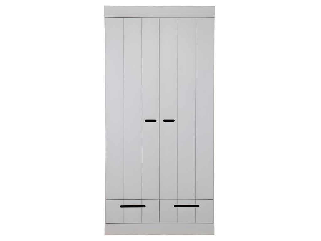 Gray Pine Wood Wardrobe
