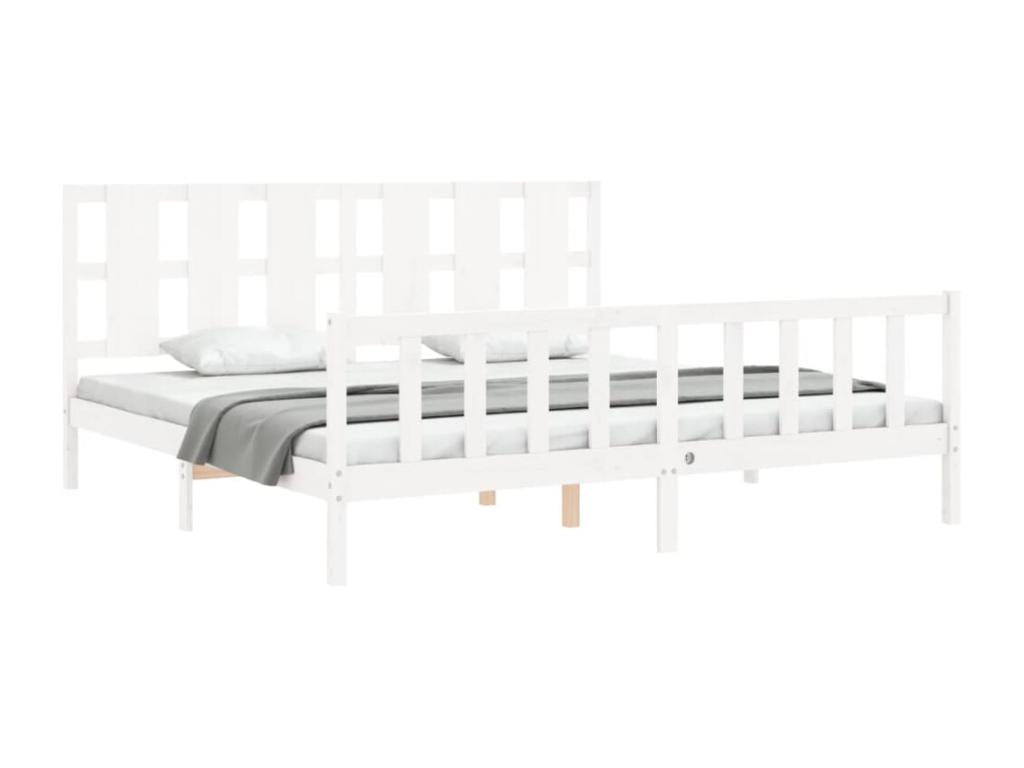 White Solid Wood Bed Frame, 180 x 200 cm - dlz1766580810100