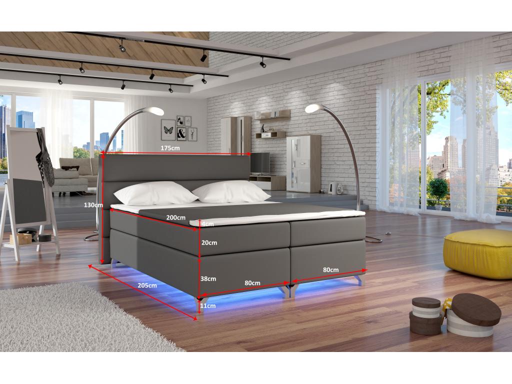 Black Fabric Bed, 160 x 200 cm