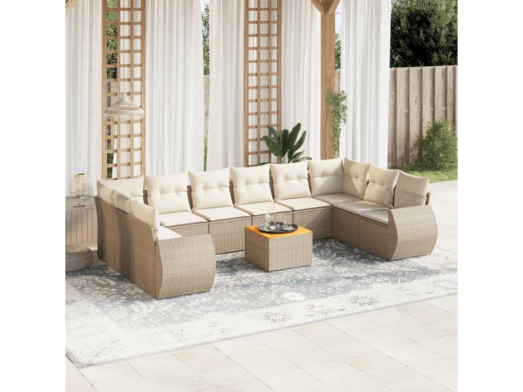 Beige Woven Resin Wicker Outdoor Furniture Set - dlz1766580691236