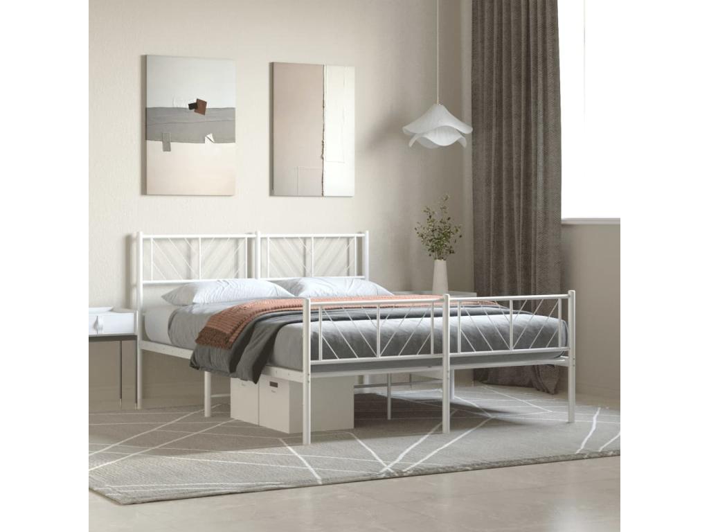 White Metal Bed Frame, 150 x 200 cm