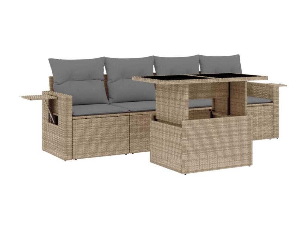 Beige Woven Resin Wicker Outdoor Furniture Set - dlz1766580758730