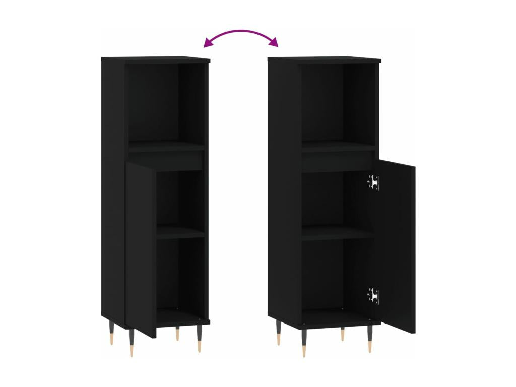 Black Engineered Wood Wardrobe, 30 x 30 x 100 cm