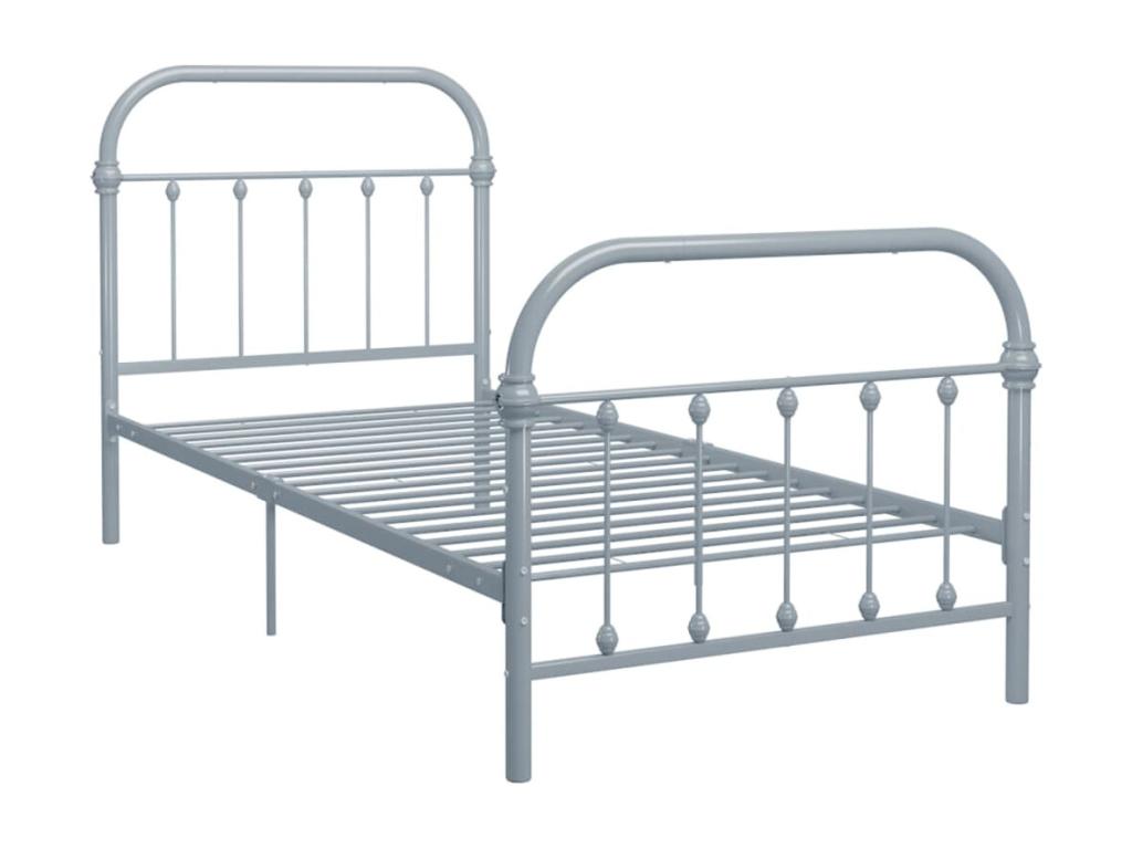 Gray Metal Bed Frame, 90 x 200 cm
