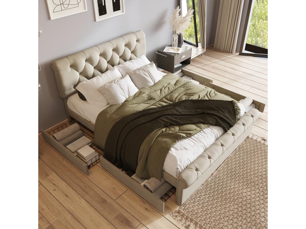 Brown Bed Frame, 140 x 200 cm