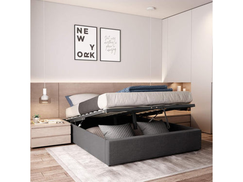 Anthracite Solid Wood Bed, 160 x 200 cm