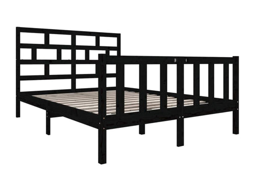 Black Pine Wood Bed Frame, 135 x 190 cm