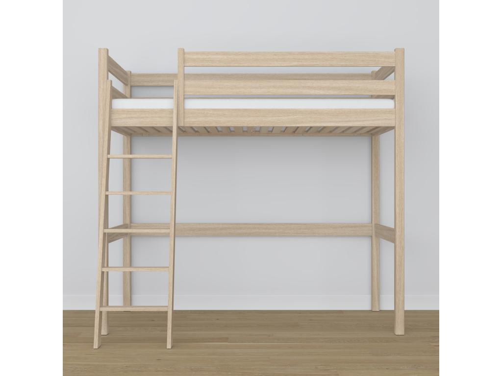 Beige Oak Wood Bed, 100 x 200 cm