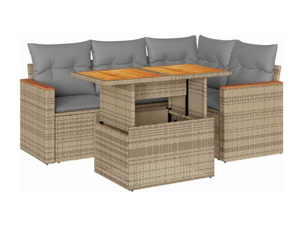 Beige Woven Resin Wicker Outdoor Furniture Set - dlz1766580825054