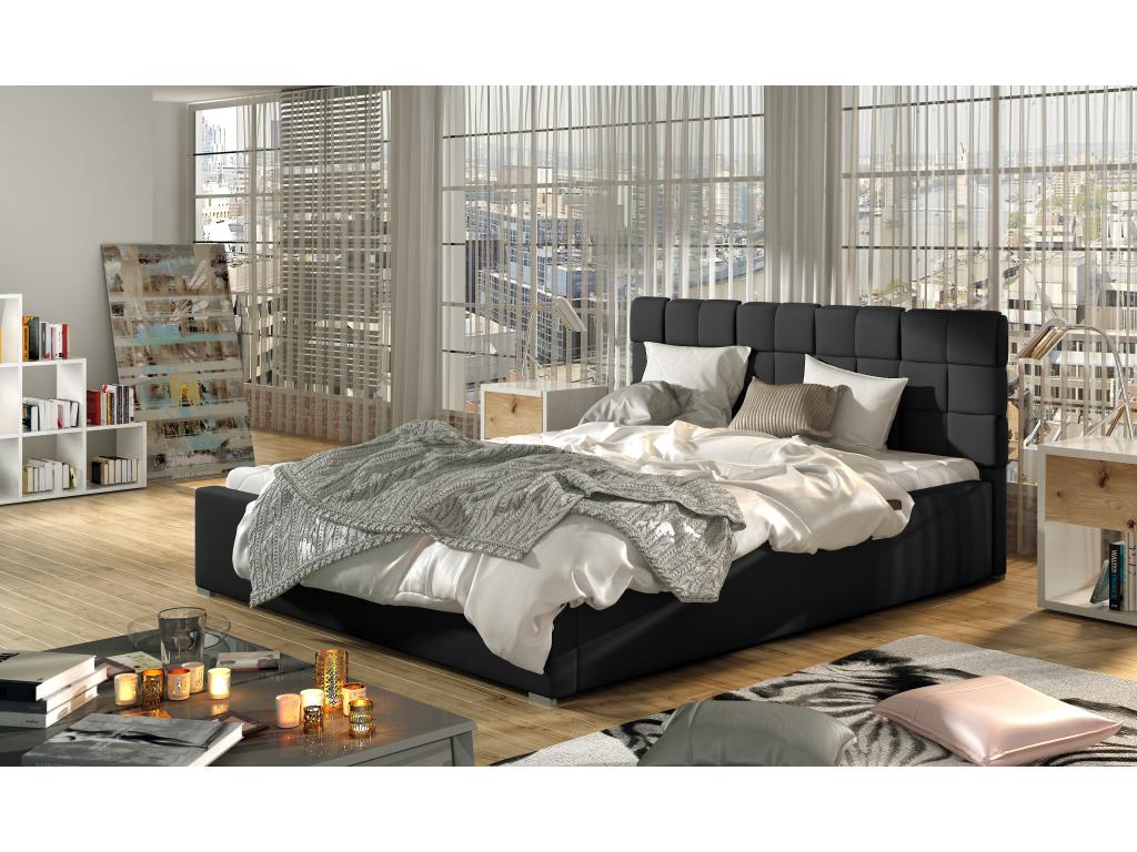 Black Leather Bed, 160 x 200 cm