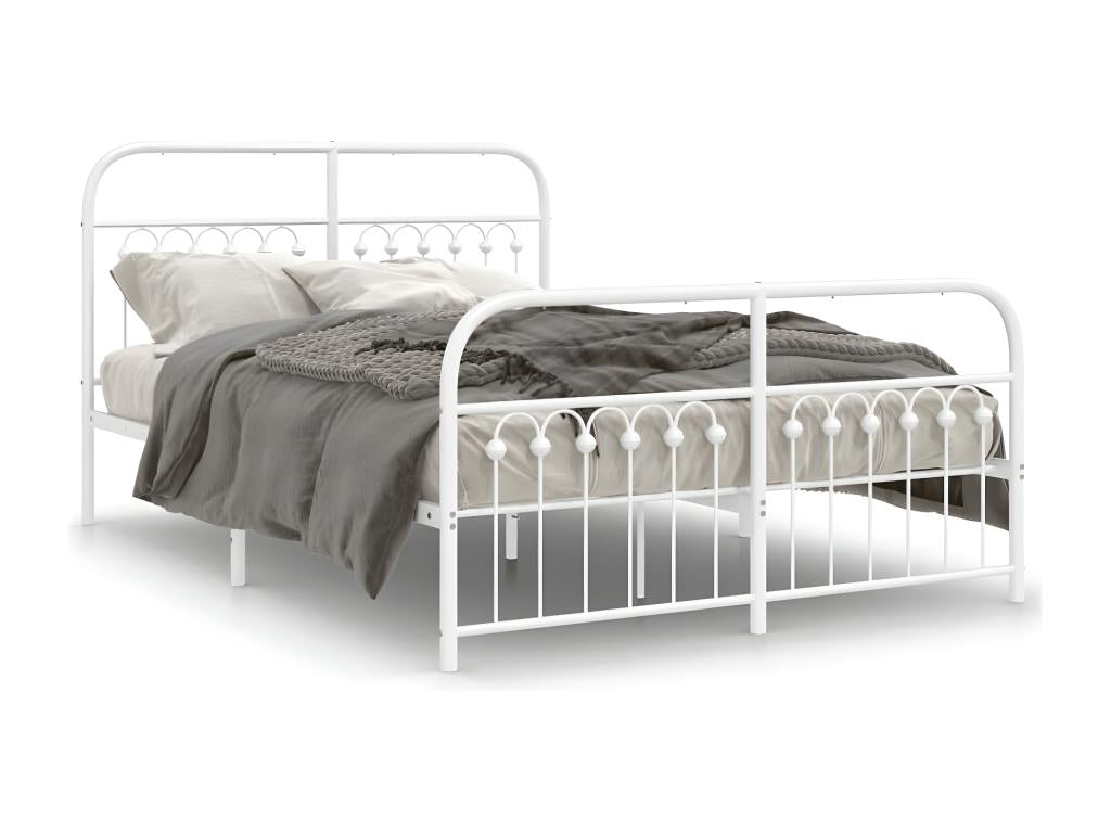 White Metal Bed Frame, 140 x 190 cm