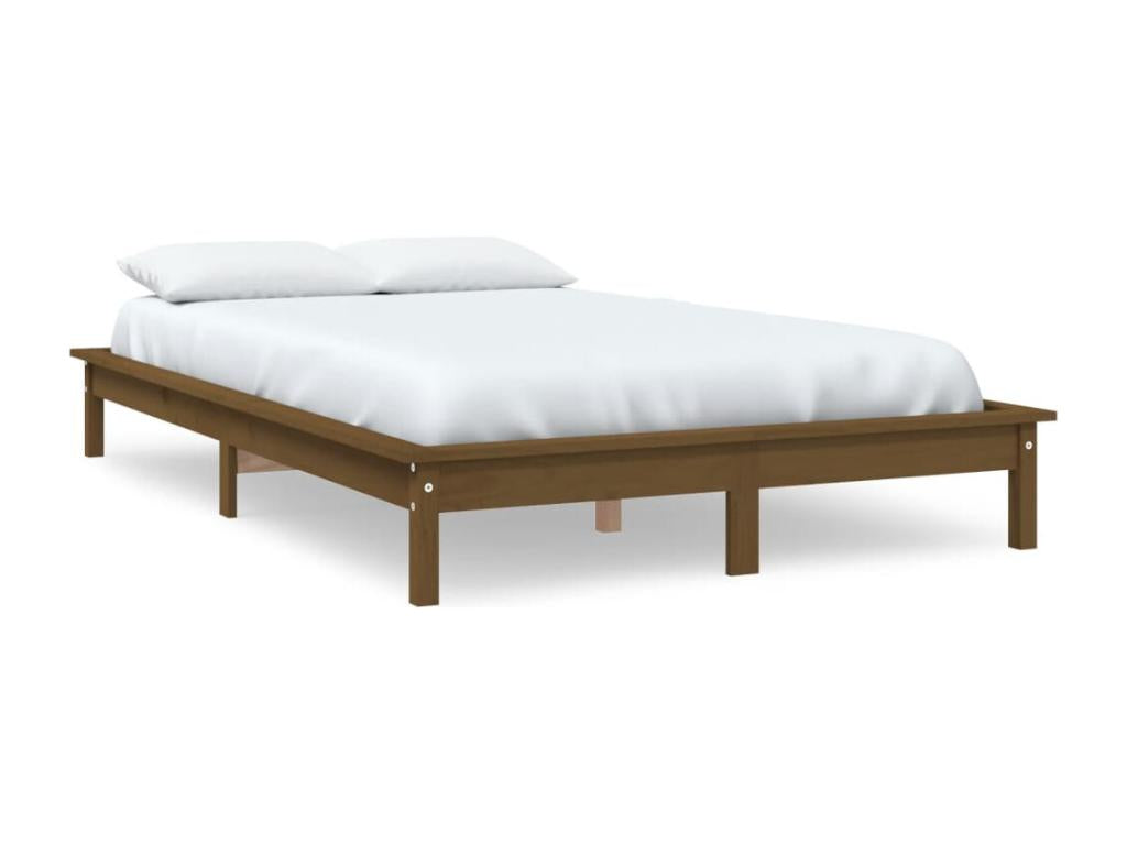 Brown Pine Wood Bed Frame, 120 x 200 cm