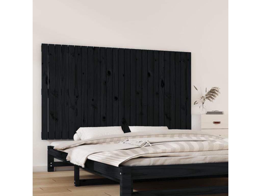 Black Solid Wood Bed, 159.5 x 3 x 90 cm