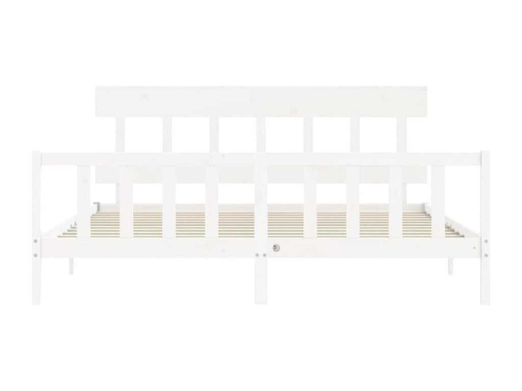 White Solid Wood Bed Frame, 200 x 200 cm