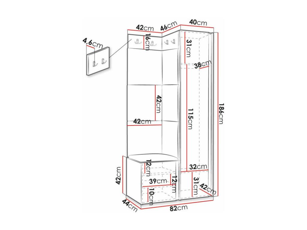 Black Home Furniture, 186 x 82 x 46 cm