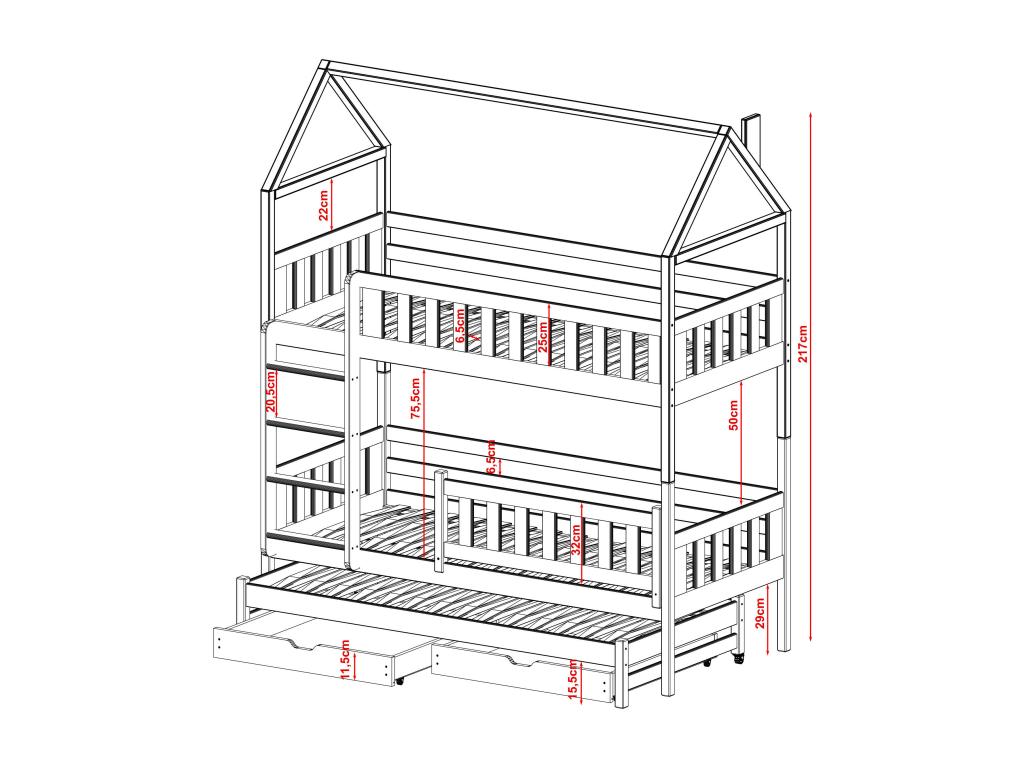Beige Bed, 80 x 190 cm