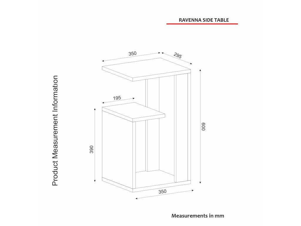 Black Side Table, 29.5 x 60 x 35 cm