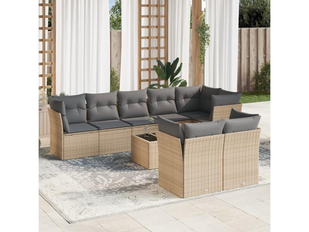 Beige Woven Resin Wicker Outdoor Furniture Set - dlz1766580754510